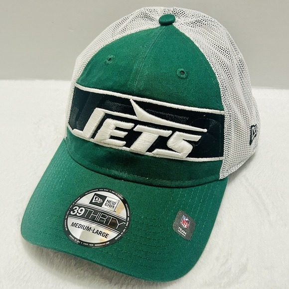 New Era New York Jets Banded Team 39THIRTY Stretch Flex Hat Cap‎ M/L Green NFL - Picture 1 of 5
